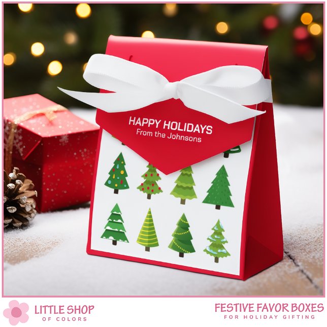 Whimsical Christmas Trees Customizable Favor Boxes (Creator Uploaded)