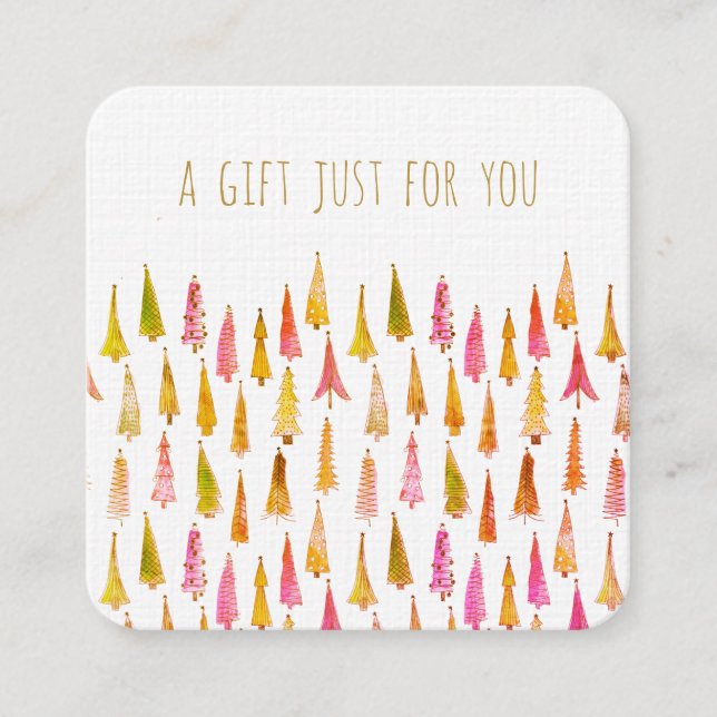 Whimsical Christmas Trees Holiday Gift Certificate (Front)