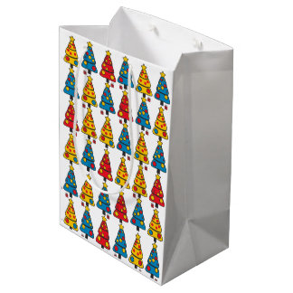 Whimsical Christmas Trees Medium Gift Bag