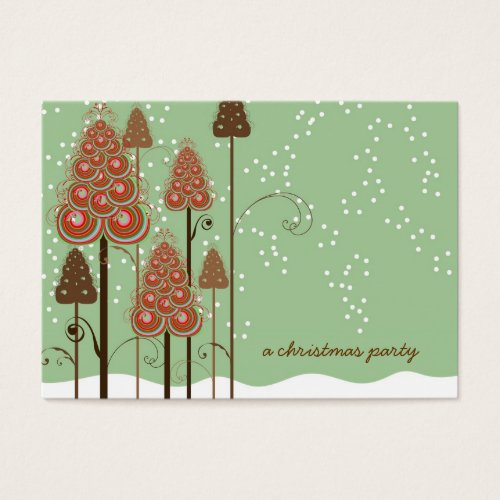 Whimsical Christmas Trees Mini Invite / Thank You/ Business Card Templates