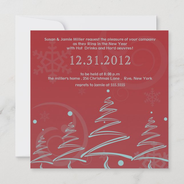 Whimsical Christmas Trees - new year party Invitation (Front)
