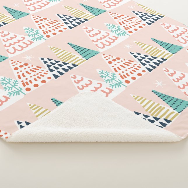 Whimsical Christmas Trees  Sherpa Blanket (3/4)