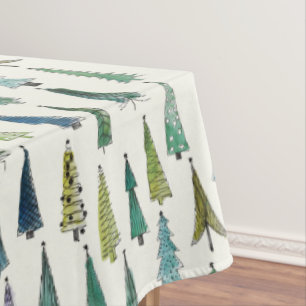 Whimsical Christmas Trees Tablecloth