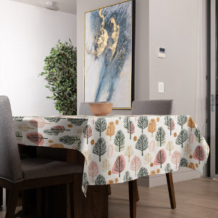 Whimsical Christmas Trees Ultra Modern Pink  Tablecloth