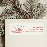 Whimsical Christmas Truck Retro Red and Green Label<br><div class="desc">Spread extra cheer with these cute hand-drawn retro Christmas truck return labels surrounded by hearts and stars - perfect for your holiday mailings,  cards,  and festive fun!</div>