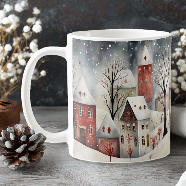 Whimsical Christmas Village Coffee Mug (Winter Wonderland Coffee Mug)