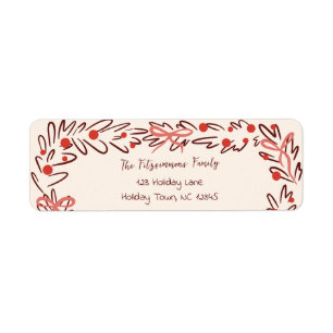 Whimsical Christmas Wreath & Preppy Bows Address Label