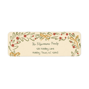 Whimsical Christmas Wreath & Preppy Bows Address Label