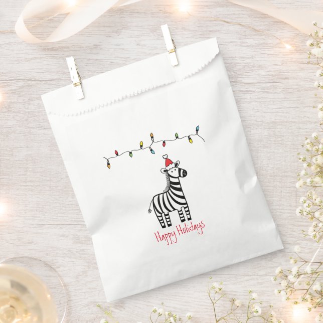 Whimsical Christmas Zebra Favor Bag (Clipped)