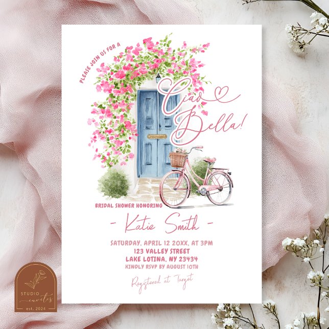 Whimsical Ciao Bella Italian Bridal Shower Invitation (Creator Uploaded)