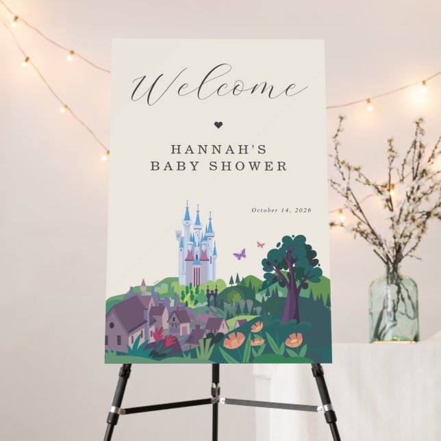 Whimsical Cinderella Castle Baby Shower Welcome Foam Board (In Situ (Stand))