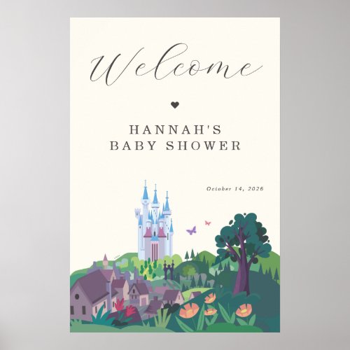 Whimsical Cinderella Castle Baby Shower Welcome Poster