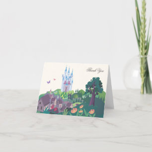 Whimsical Cinderella Castle Birthday Thank You Card