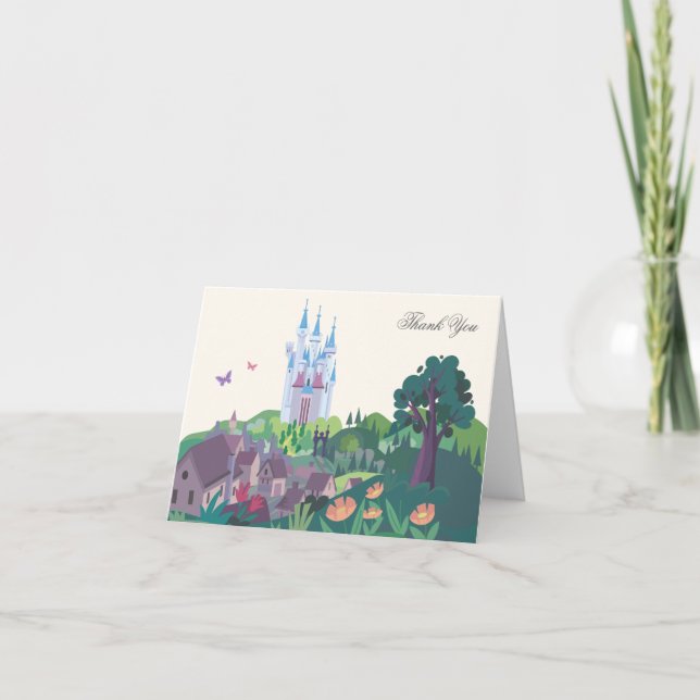 Whimsical Cinderella Castle Birthday Thank You Card (Front)