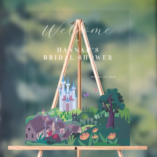 Whimsical Cinderella Castle Bridal Shower Welcome Acrylic Sign