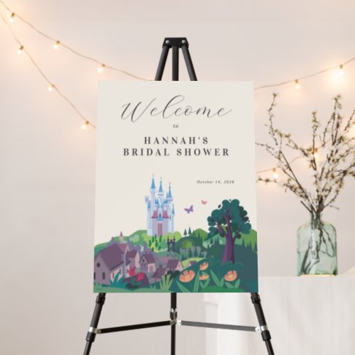 Whimsical Cinderella Castle Bridal Shower Welcome Foam Board