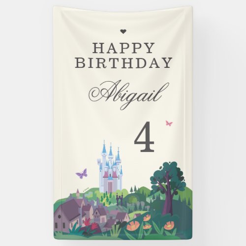 Whimsical Cinderella Castle Girls Birthday Banner