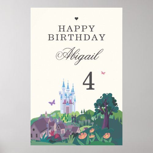 Whimsical Cinderella Castle Girls Birthday Poster