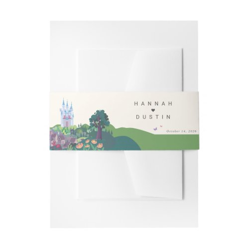 Whimsical Cinderella Castle Wedding Invitation Belly Band