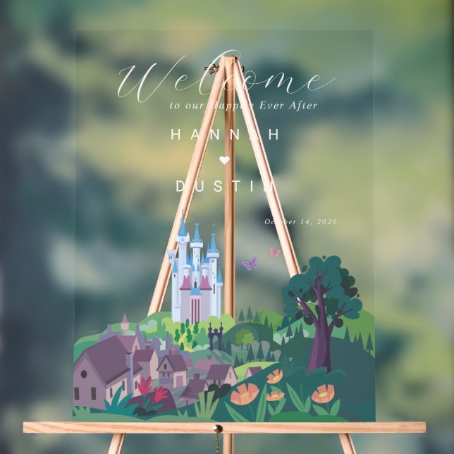 Whimsical Cinderella Castle Wedding Welcome Sign (Neutral)