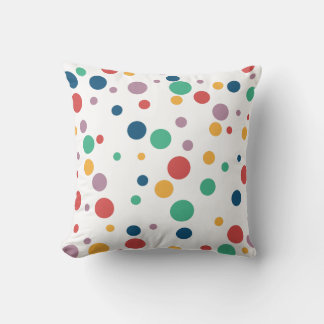 "Whimsical Circles: A Vibrant Polka Dot Extravagan Throw Pillow