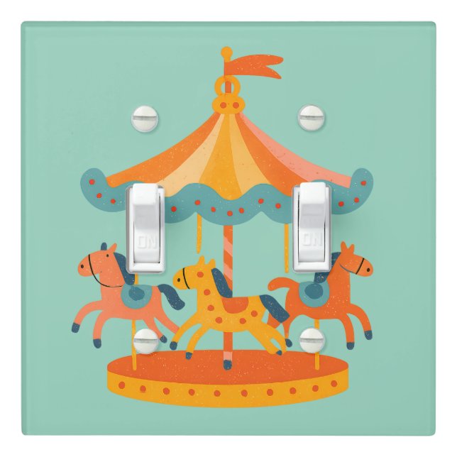 Whimsical Circus Carousel Light Switch Cover (In Situ)