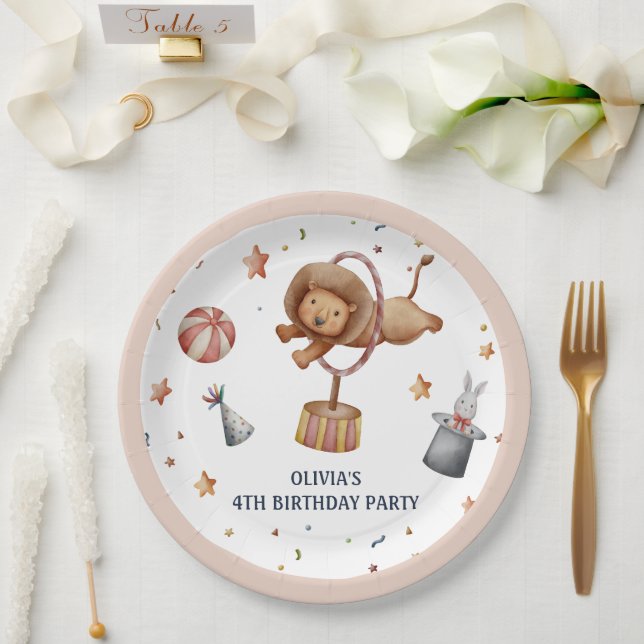 Whimsical Circus Lion Kids Birthday Party Paper Plates (Wedding)