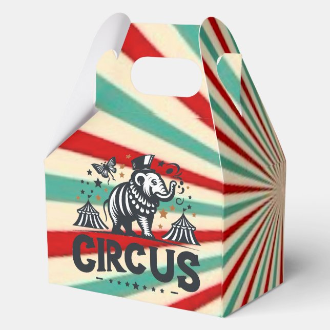 Whimsical Circus Sunburst Kids Birthday Party Favor Boxes (Back)