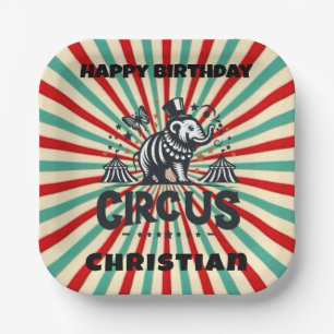 Whimsical Circus Sunburst Kids Birthday Party Paper Plates