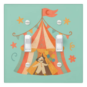 Whimsical Circus Tent with A Friendly Clown Light Switch Cover