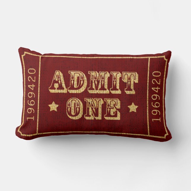 Whimsical Circus Theatre Ticket Admit One Lumbar Pillow (Front)