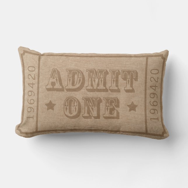 Whimsical Circus Theatre Ticket Admit One Lumbar Pillow (Front)