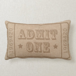 Whimsical Circus Theatre Ticket Admit One Lumbar Pillow