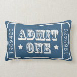 Whimsical Circus Theatre Ticket Admit One Lumbar Pillow<br><div class="desc">Circus Theatre Ticket Admit One design in medium blue and white.   Step right up! This whimsical nostalgic design will be a perfect addition to your theatre or game room.  Additional colors available.</div>
