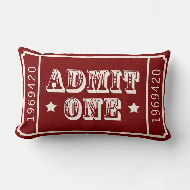 Whimsical Circus Theatre Ticket Admit One Lumbar Pillow (Front)