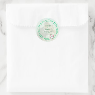 Whimsical Citrus & Green flower Wedding Classic Round Sticker