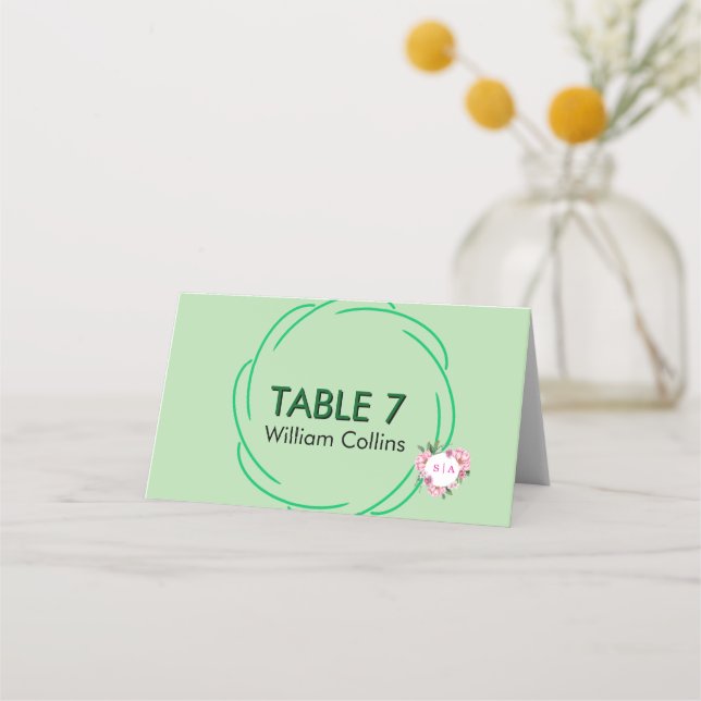 Whimsical Citrus green & flower Wedding   Place Card (Front)