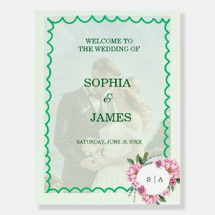 Whimsical Citrus Green& flower Wedding Sign