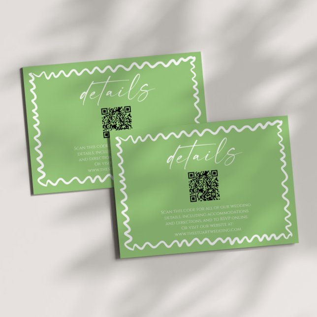 Whimsical Citrus Green QR Code Wedding Details Enclosure Card (Creator Uploaded)