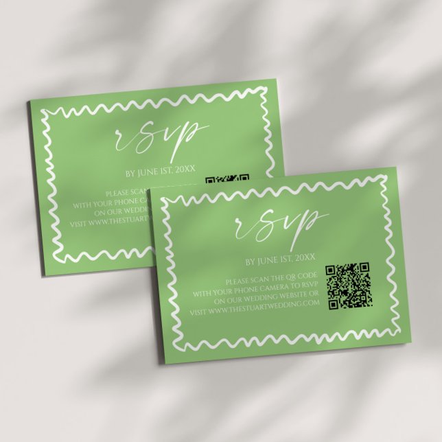 Whimsical Citrus Green QR Code Wedding RSVP Card (Creator Uploaded)
