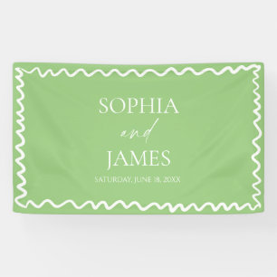 Whimsical Citrus Green Wavy Border Wedding Banner