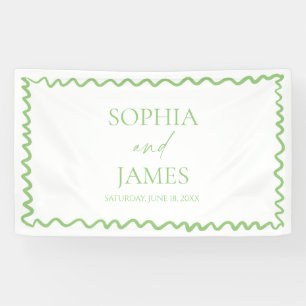 Whimsical Citrus Green Wavy Border Wedding Banner
