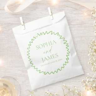 Whimsical Citrus Green Wavy Border Wedding Favor Bag