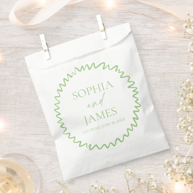 Whimsical Citrus Green Wavy Border Wedding Favor Bag (Clipped)