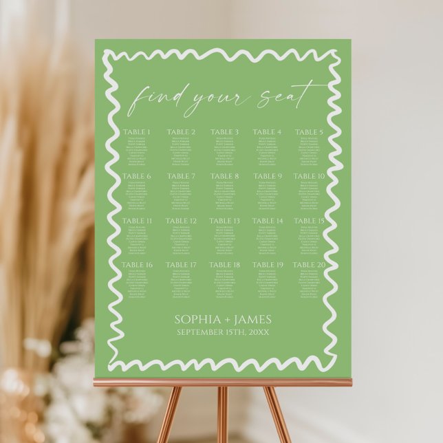 Whimsical Citrus Green Wedding Seating Chart Foam Board (Creator Uploaded)
