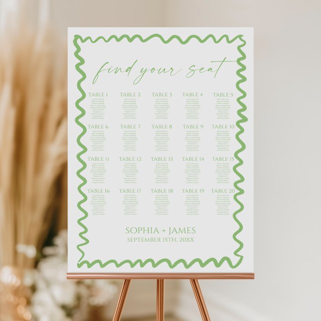 Whimsical Citrus Green Wedding Seating Chart Foam Board (Creator Uploaded)