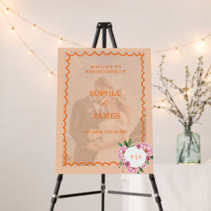 Whimsical Citrus Orange & flower Wedding Sign