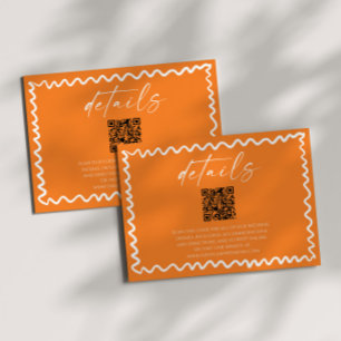 Whimsical Citrus Orange QR Code Wedding Details Enclosure Card