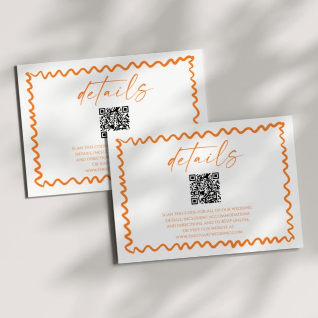Whimsical Citrus Orange QR Code Wedding Details Enclosure Card (Creator Uploaded)
