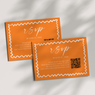 Whimsical Citrus Orange QR Code Wedding RSVP Card